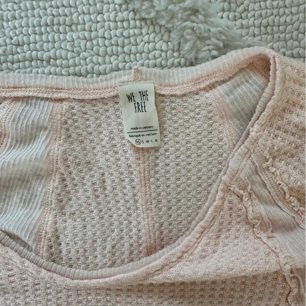 Free People Waffle Knit Peach Long Sleeve Shirt - XS - Picture 2 of 2